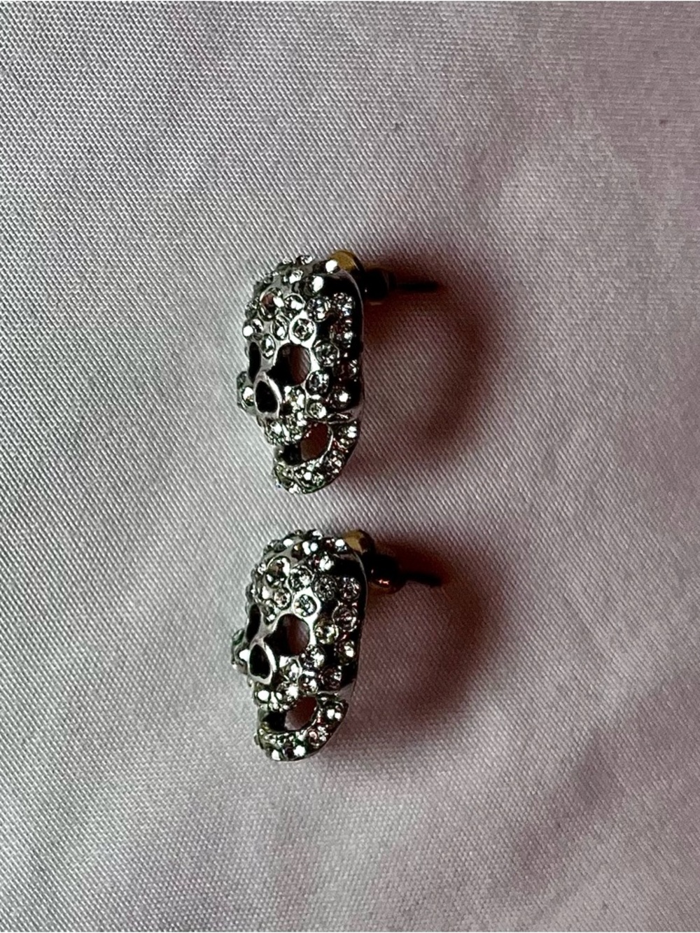 Rhinestone Skull Stud Earrings - Silver Crystal Accent 3/$21 or 4/$28